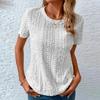 Pleated Hollow Out Short Sleeve Shirts Women Casual O Neck Pullover Blouses Summer Clothing Solid Tops Loose Blouses