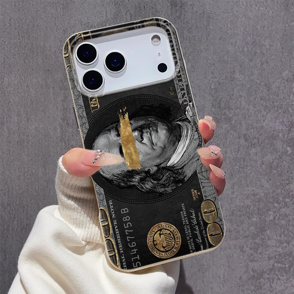Мягкий чехол из ТПУ с рисунком доллара для iPhone 17 16 15 14 13 12 11 Pro Max Air 16e 17E 16 Plus Прозрачная силиконовая накладка
