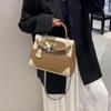 2025 New Leather Women's Bag First Layer Cowhide 28cm Lace  Bag Double Shoulder Strap Handbag Cross-border Wholesale
