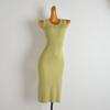 French Simplicity New Arrival Pure Color Sleeveless Knitting Dress Women's Summer Thin Silm Slim Looking Sheath Vest Dress