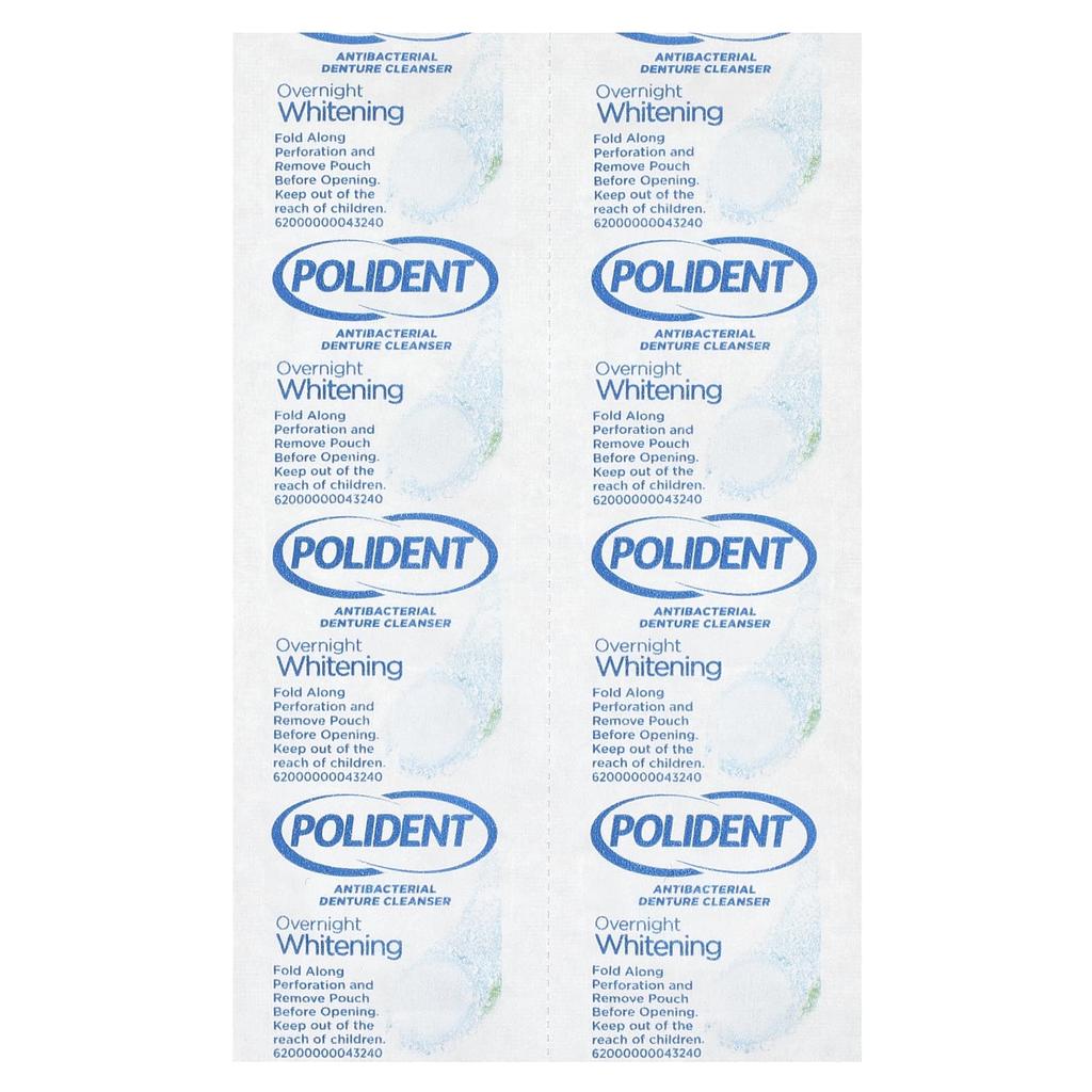 POLIDENT Стерилизующий очиститель для зубных протезов, отбеливающий очиститель для ежедневного использования, 84 таблетки