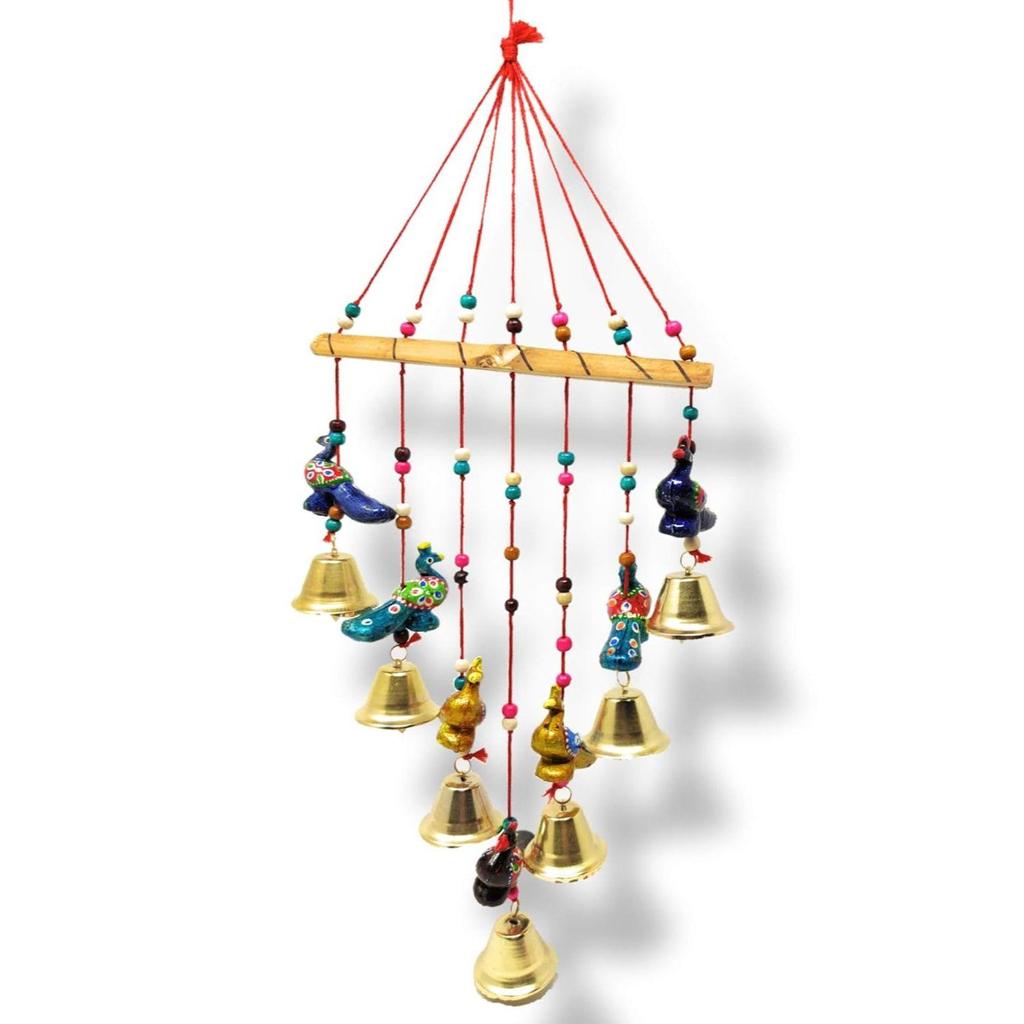 Handcrafted Rajasthani Wind Chime Door Wall Hanging Decorative Showpiece Wall Hanging Home Decor Home Furnishing Diwali Gift Corporate Gift (Peacock