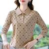 Spring Autumn Long Sleeve T-shirt Women New Fashion Mom Pure Cotton Polo Shirt Loose Print Bottoming Top M-5XL
