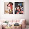 Solid Wood Frame Japanese Fox Mask Art Poster Vintage Geisha Traditional Canvas Painting Oriental Japan Travel Exhibition Wall Picture Room Decor