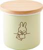 Fuji Enamel Miffy Pastel Storage Container Canister Wooden Lid with Gasket 9cm Pale Green Letter Miffy Enamel