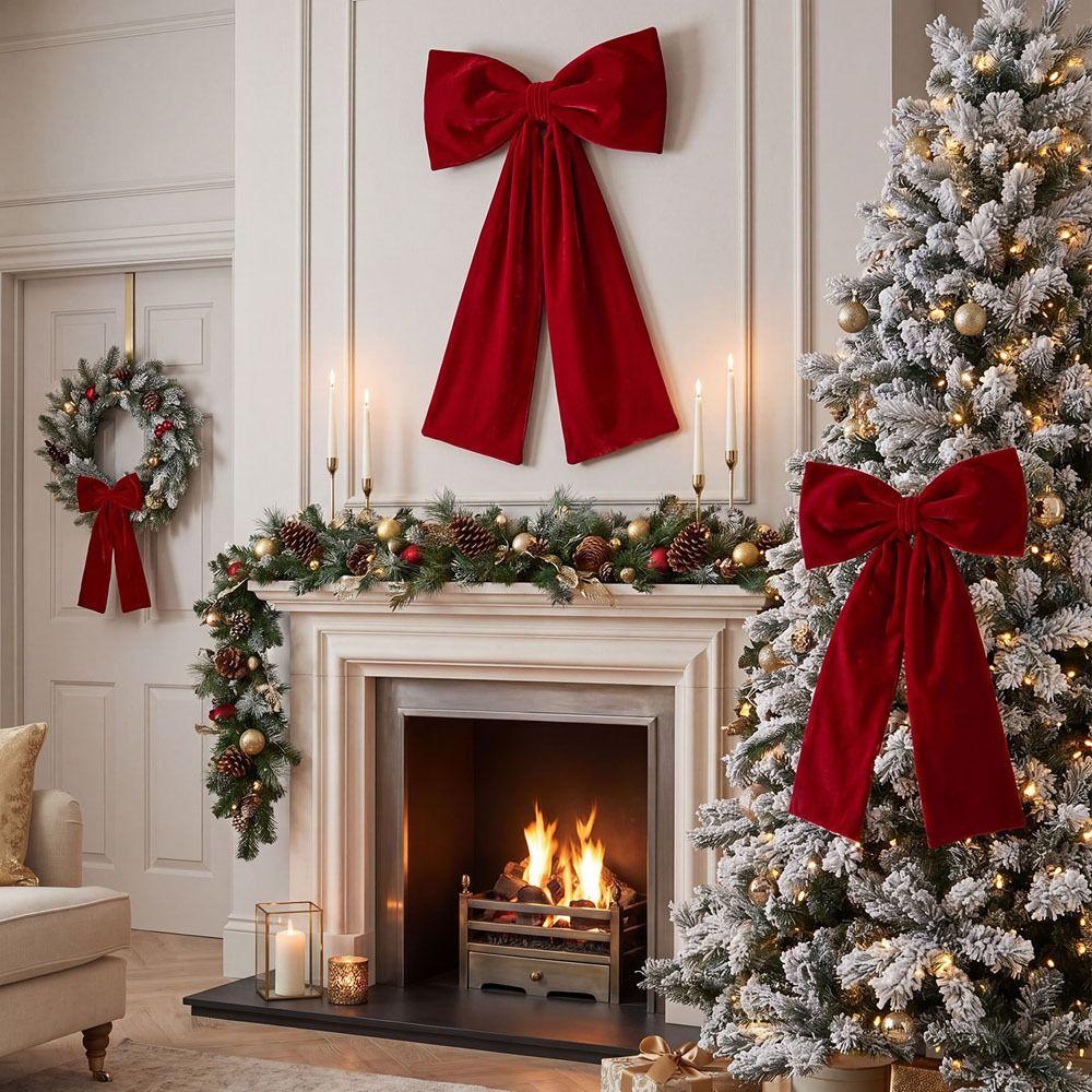 Flannelette Bowknot Pendant Large Christmas Tree Decorations New Christmas Bow Wedding Decor