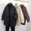 2024 зима новый ромбовидный пуховик женский свободный ленивый стиль белый утиный пуховик легкий модный пальто прилив