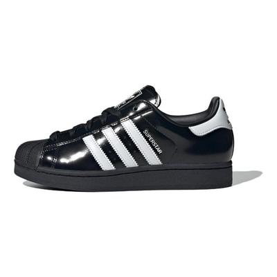 Superstar 2 черные белые лакированные женские кроссовки Core-Black Cloud-White JH7756