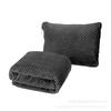 Portable Travel Blanket With Pillow Function Thick Plush Fleece Airplane Camping Outdoor Use