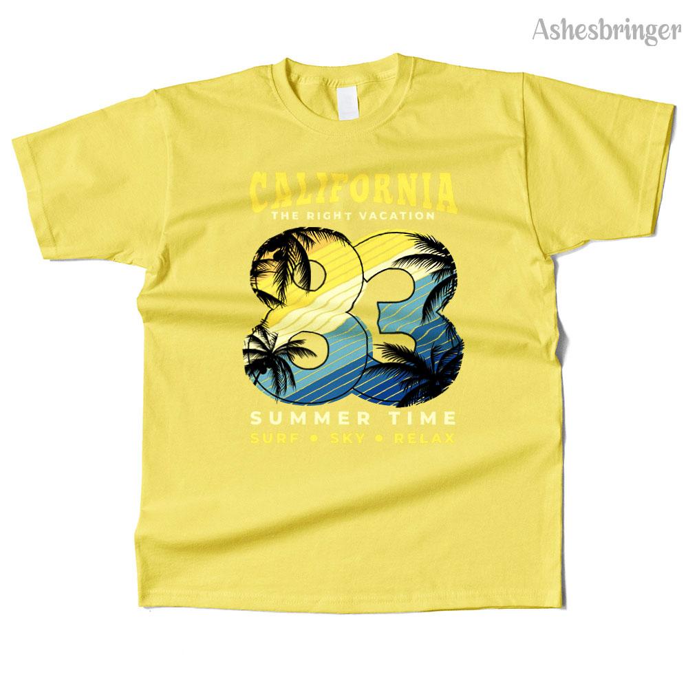Unisexs Cotton California Summer Time Graphic High Quality T Shirt Street Casual Style Tee for Unisex and Women