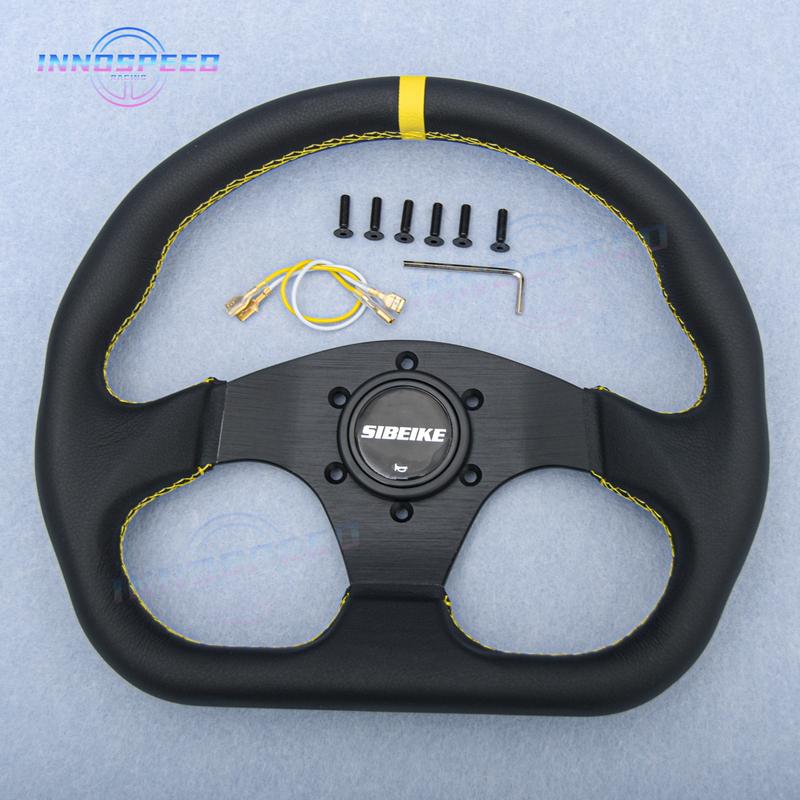 13inch Universal D Shape Racing Leather Flat Sim Sport Steering Wheel for Game Car Accessories
