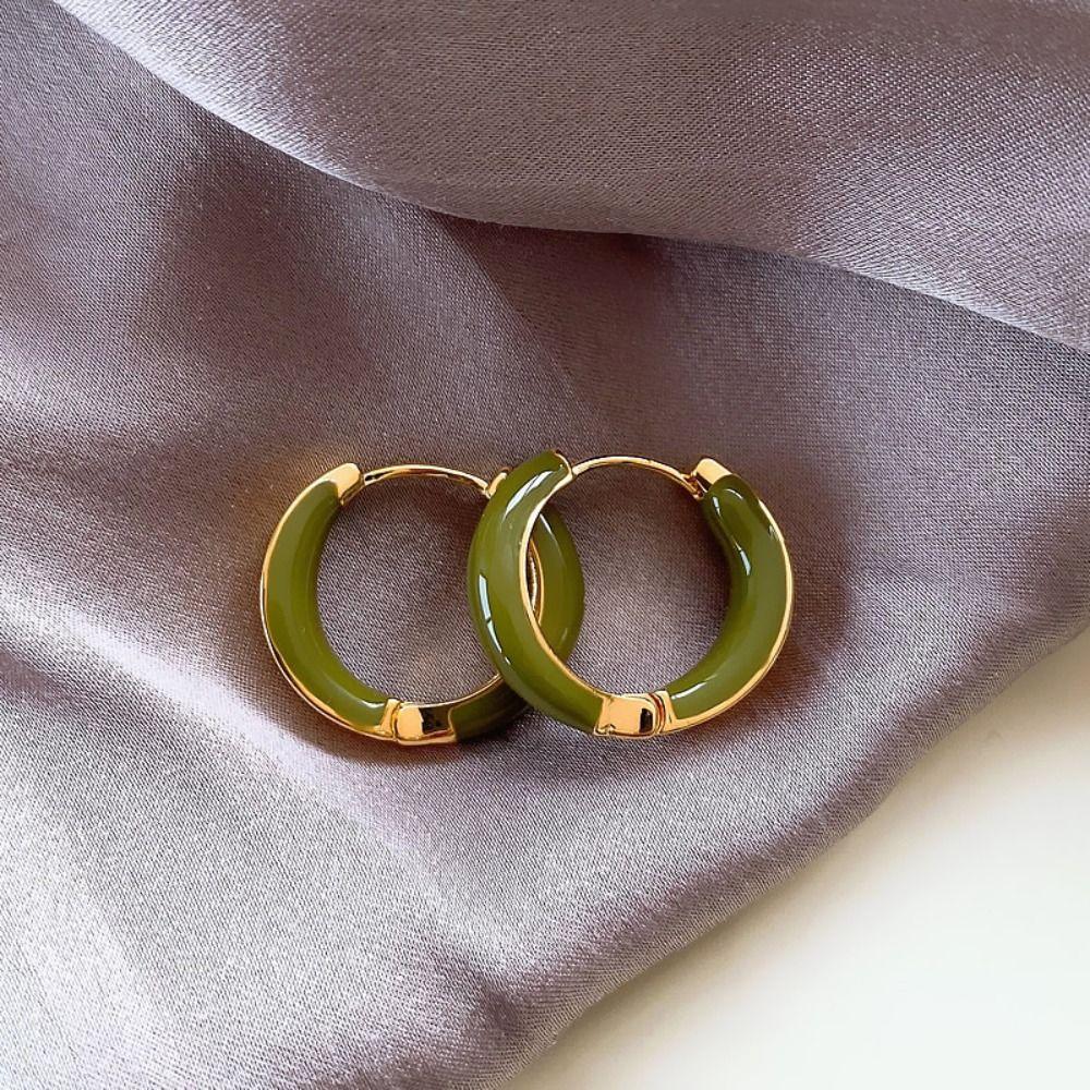 Simple Pure Color Enamel Oil Drop Earrings Korean Style Earrings Women Jewelry Hoop Ear Buckle