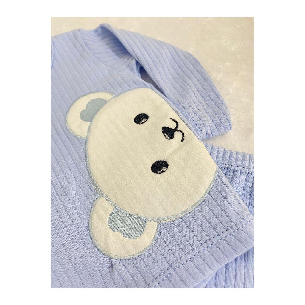 Baby Boy Teddy Bear Detailed 3-piece Hospital Discharge Set Newborn Outfit 0-3 Months 50-56cm Organic Cotton