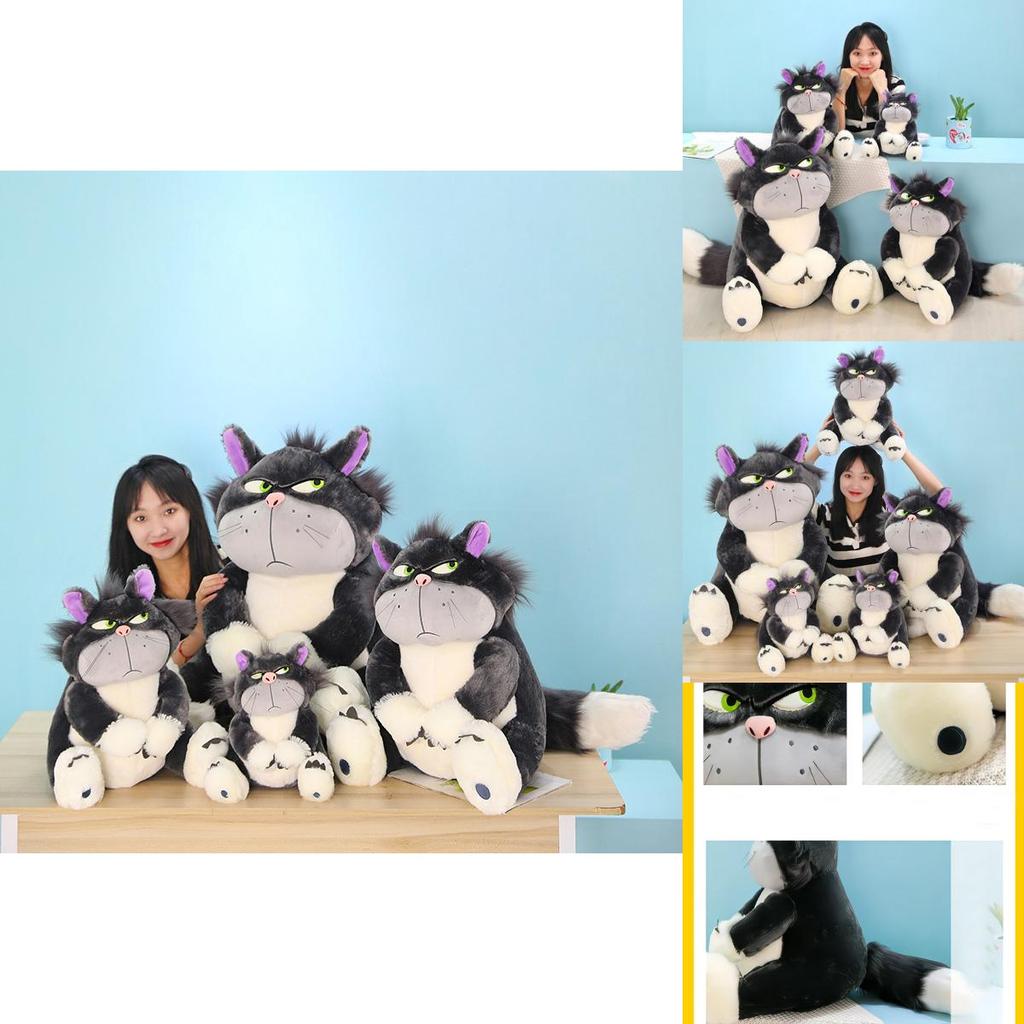 Милая серая коротковорсовая кукла кота Люцифера, мягкая игрушка для подростков 30/45/60/80 см