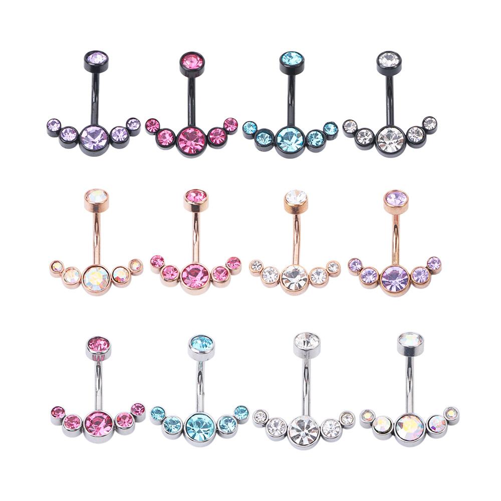 Party Bar 316L Surgical Steel Gifts Women Body Jewelry Belly Button Ring Crystal Curved Navel Ring