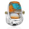 Two-Tone Oyster Turquoise Gemstone Handmade Ring Jewelry Solid 925 Sterling Silver Gift For Her Free Shipping