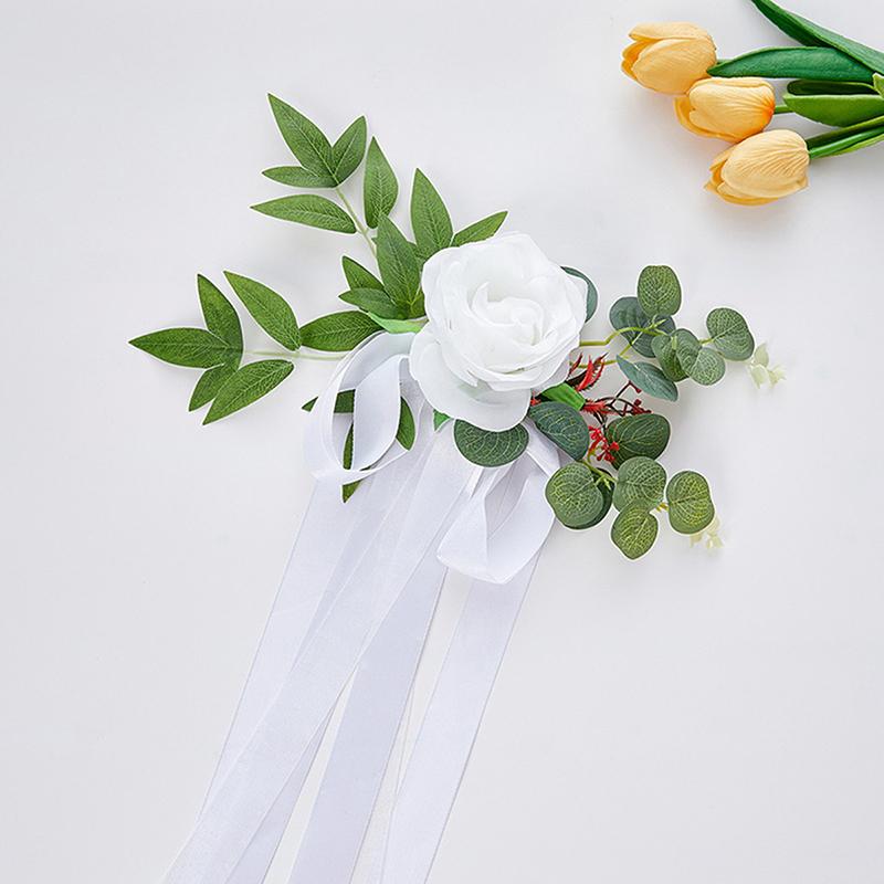 1 шт., цветок розы на стул для церкви, автомобиля, деревенская свадьба, искусственный цветок, свадебные принадлежности, пояса, узел, элегантный, 46x27 см