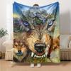 Wolf Print Flannel Blanket High Quality Warm Comfortable Cover for All Seasons Perfect for Gifts Home Decor