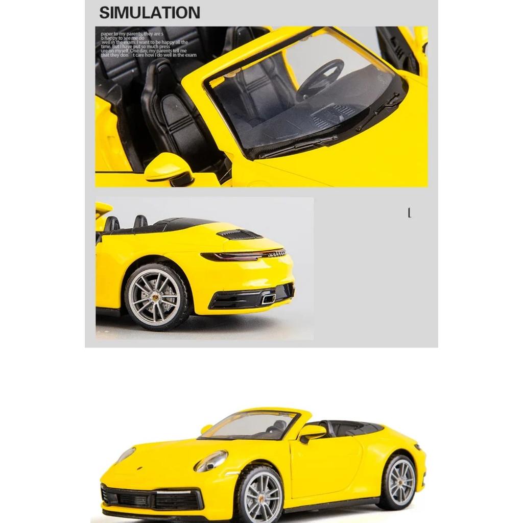 1/32 Porsche 911 Carrera Supercar литая модель игрушечного автомобиля со звуком и светом для детей