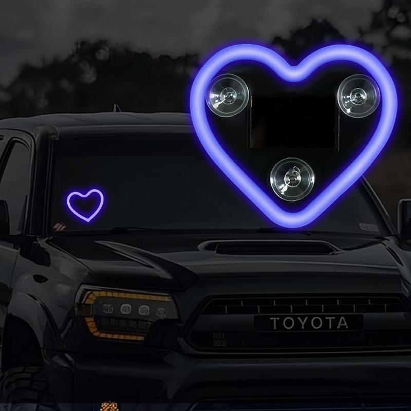 Светодиодная подсветка салона автомобиля, Светодиодные фонари в форме сердца на солнечных батареях, Светодиодная неоновая подсветка для декора заднего стекла автомобиля, Для ночного вождения, 5 режимов