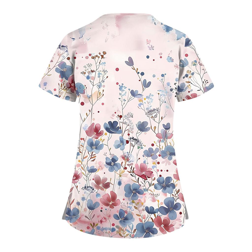 Женский топ с коротким рукавом и V-образным вырезом, принтом и карманом Dry-nurse