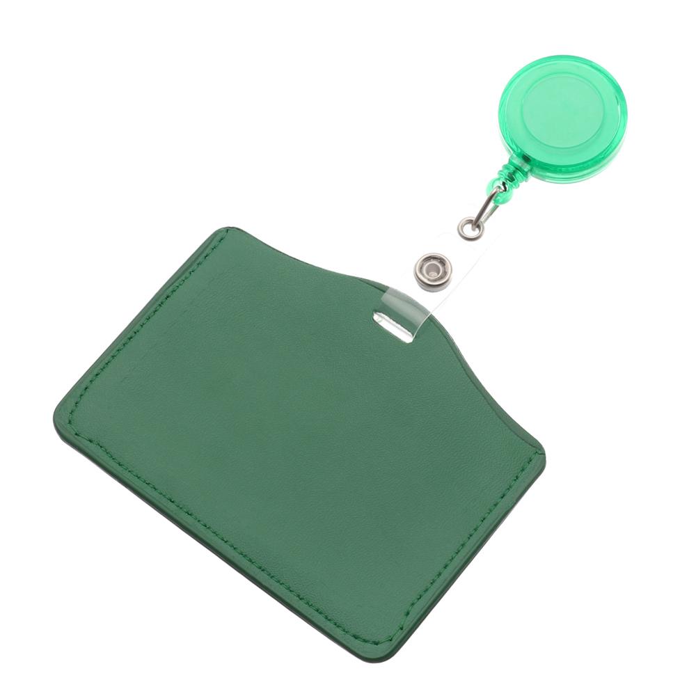 PU Leather Card Holder Clip ID Badge Holder Name Card Holder Retractable Badge Reels Nurse Doctor
