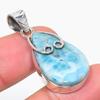 Natural Republic Larimar Gemstone 925 Solid Sterling Silver Pendant 1.50" U4k65