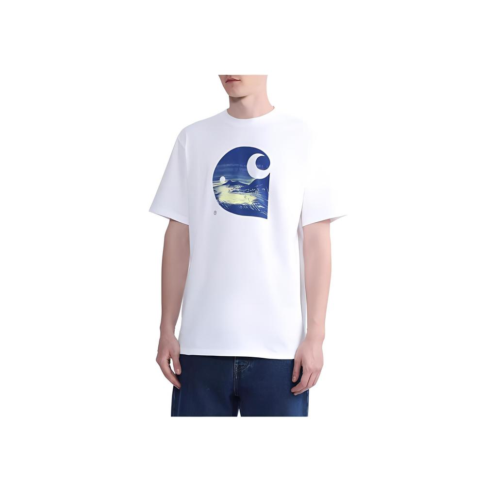 Carhartt WIP Мужская футболка с коротким рукавом и принтом пейзажа Белая CHXTEI030185IWHX