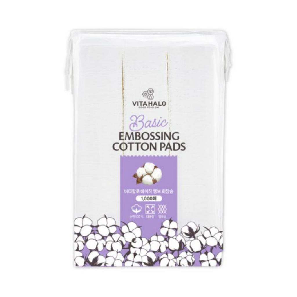 VitaHalo Non-Fluorescent Embossed Cotton Pads Bulk Pack 1000 Pieces, 1