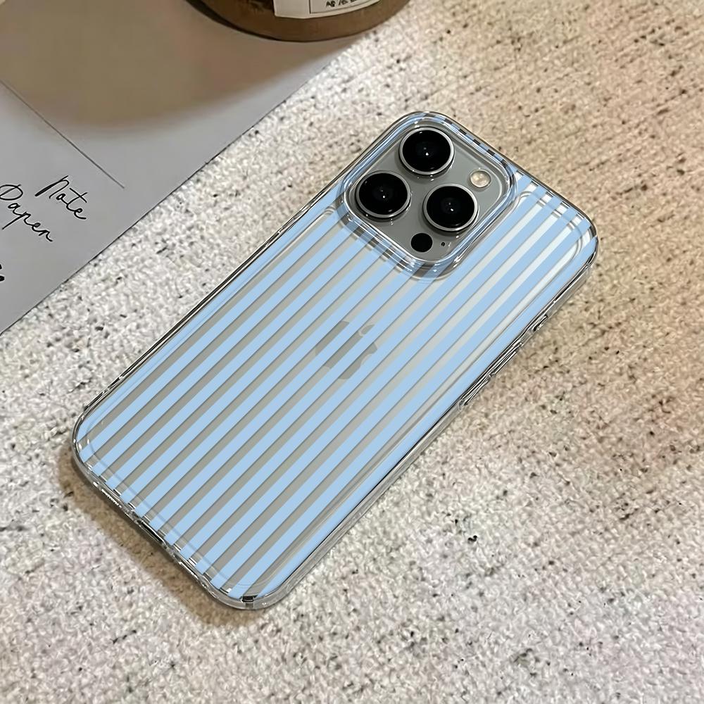 Синий Чехол для Телефона с Вертикальной Полосой Для Iphone 11 Pro Max 17 Air 16 15 14 Pro 13 12 11 15 Plus Прозрачный Силиконовый Мягкий Чехол