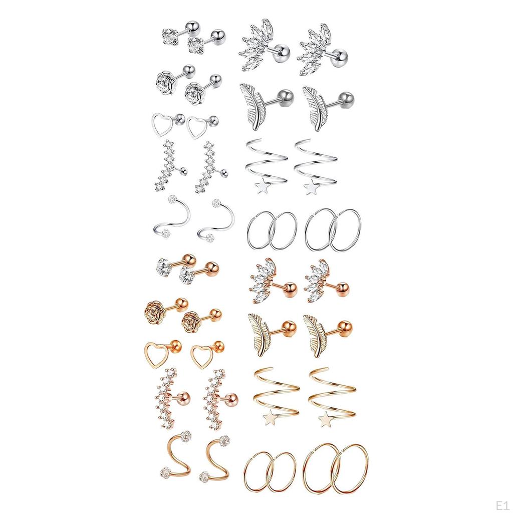 10 пар сережек из нержавеющей стали для женщин и девочек, симпатичные серьги в форме раковины с плоской задней частью, 16 г