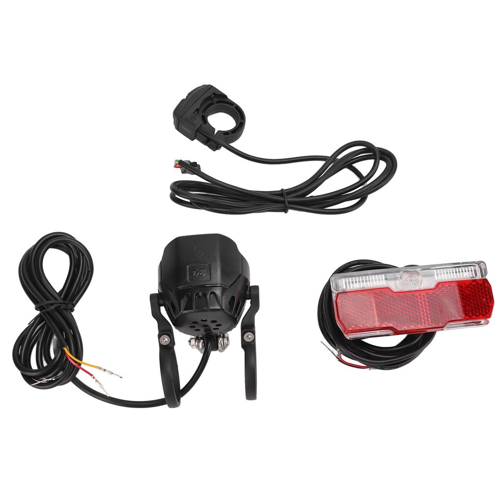 24V 36V 48V Electric Bike Front and Rear Light Set Headlight and Tail Light with Horn Kit