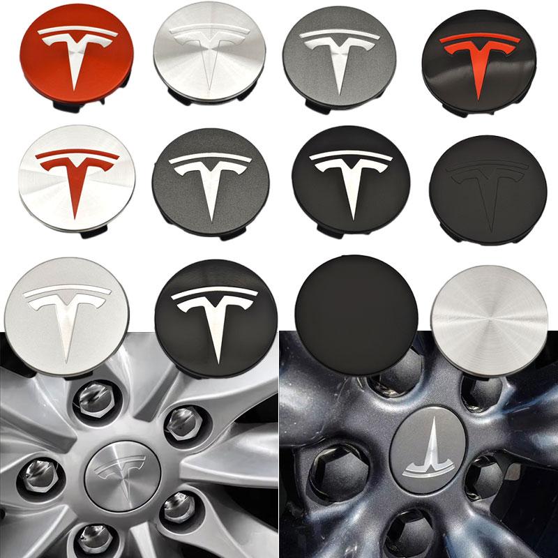 bjzqr4 4Pcs 56mm ABS Tesla Wheel Center Hub Cap Emblem Logo Car Rims Cover Hubcap For Tesla Model 3 Y X S Original Badge Accessories