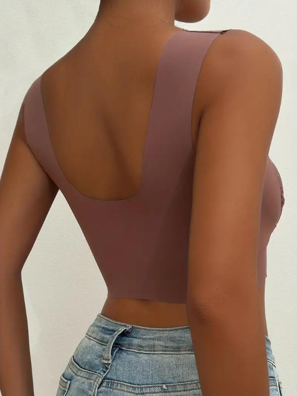 3pcs Contrast Lace Wireless Bras, Comfy & Breathable Push Up Bra, Women's Lingerie & Underwears