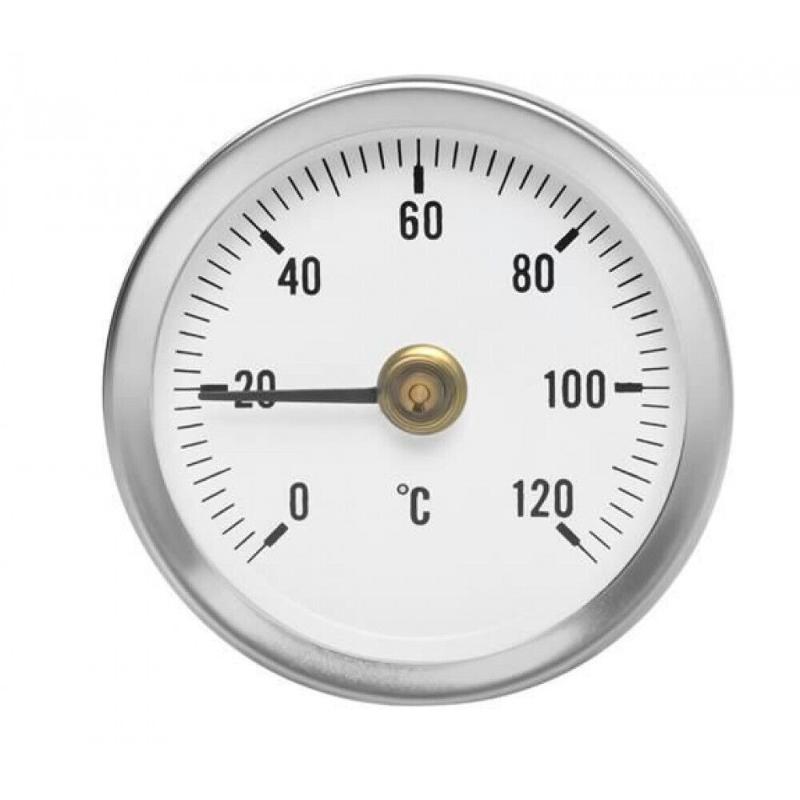 0-120℃ Термометр для трубки из нержавеющей стали с зажимом Нагревательная пружина для трубки 63 мм Металлический термометр Температурный датчик Пружина Промышленный инструмент