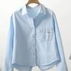Рубашка из короткого хлопка с разрезом сзади для женщин 2025 Новая Осень Корейский стиль Повседневная верхняя одежда Тренд