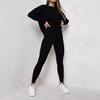 2 Pcs/Set Women Top Pants Suit Knitted Round Neck Long Sleeves Plus Size Solid Color Blouse