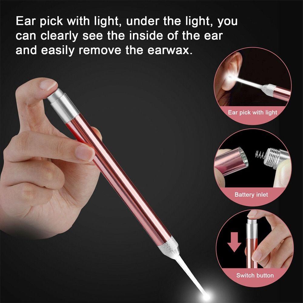8Pcs/set LED Light LED Ear Wax Pickers Ear Clean Tool Ear Pick Cleaner Spoon  for Baby Adults