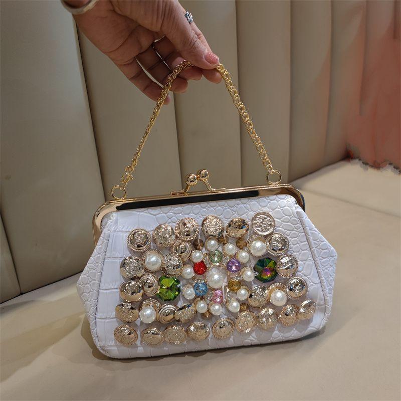 Сумка для ужина Charm Socialite Diamond Studded 2025 New Sweet Handheld Chain Shoulder Bag