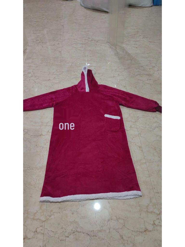 Женский очень длинный фланелевый рождественский пижамный халат с вертикальными карманами - Толстый, теплый и холодостойкий