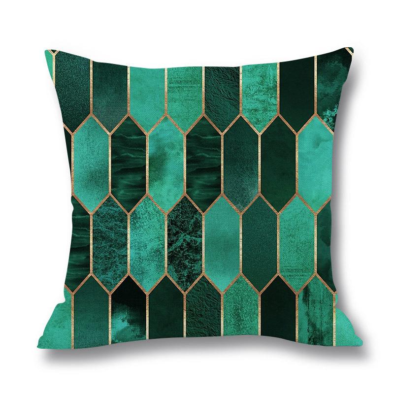 Home Colorful Geometric Digital Print Pillow Linen Cushion Waist Pillow Cover
