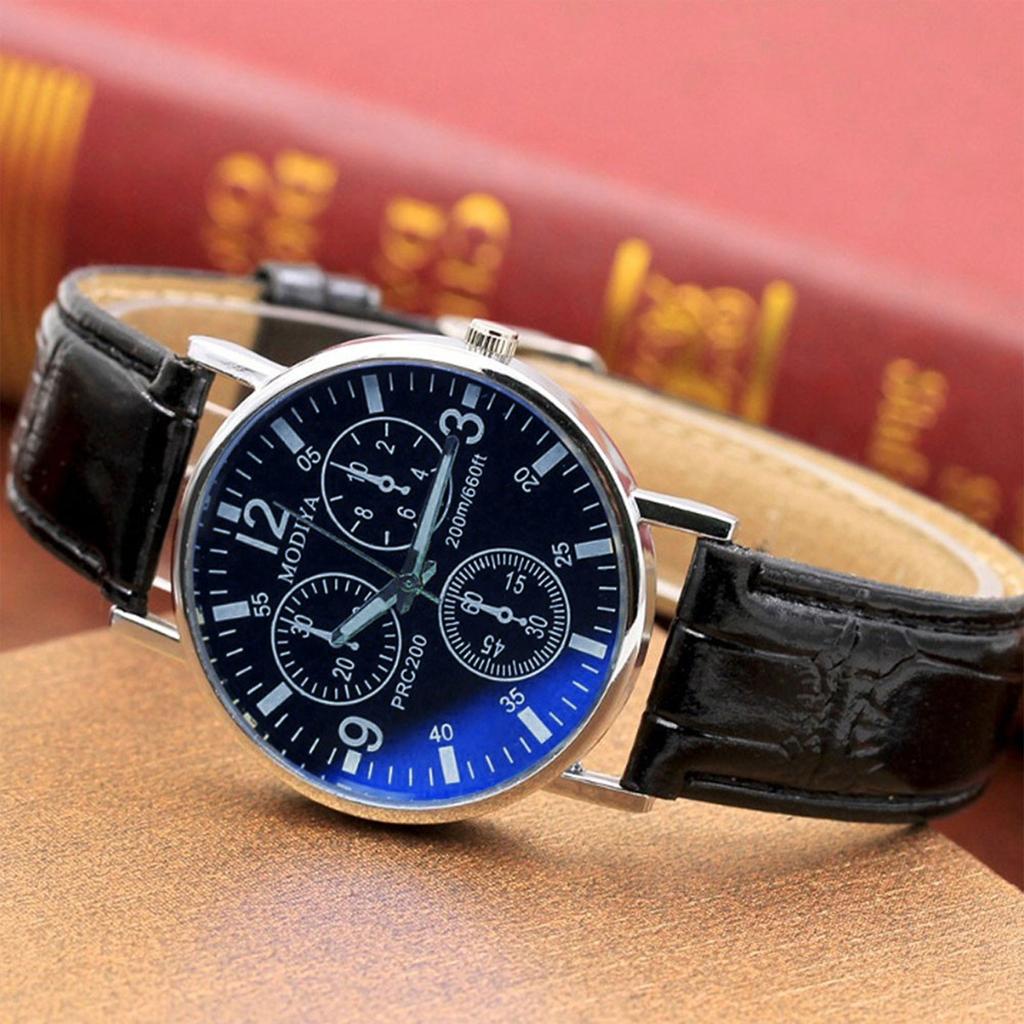 Six Pin Watches Quartz Men's Watch Blue Glass Belt Watch Men