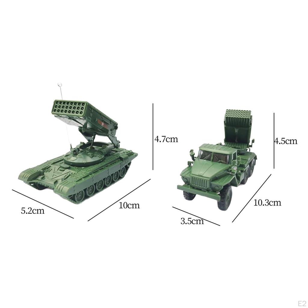 2x 1:72 Scale Tank Model Vehicle Toys Deck Decor Playset Birthday Gift Simulation 1/72 Toy