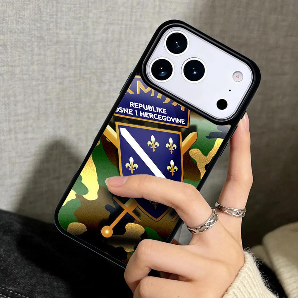 Capa Case for iPhone 17 Air 16 Pro Max 15 Plus 11 13 Mini 14 12 Back Phone Cover Bosna i Hercegovina Heart