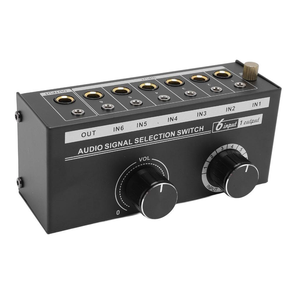 with Volume Control Knob 6 Way Sound Switcher Stereo Audio Switcher for Speaker Subwoofer