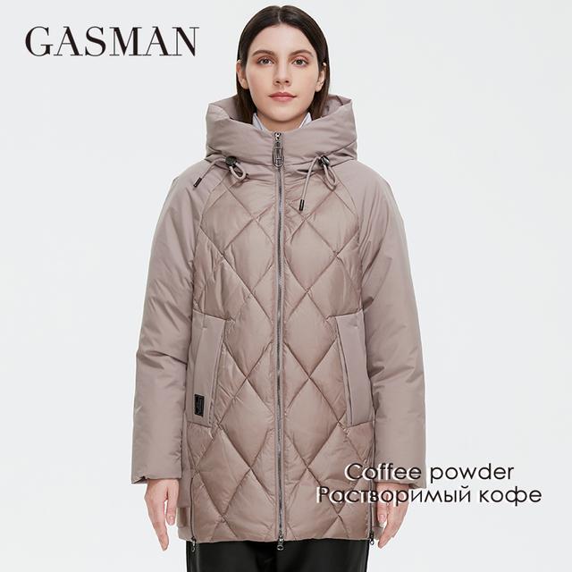 Gasman 2021 Winter Down Jacket Collection Fashion Solid Stand-up Collar Women Coat Elegance Oversize Hooded Women's Jackets 8198