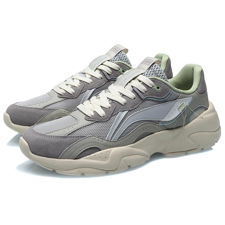 Li-Ning Li Ning Cushioning Slip Resistant Abrasion Resistant Low top Running Shoes Unisex Gray AGCR165-3