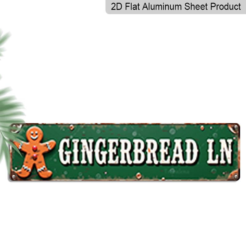 15.7×3.94inch, 2D Flat, 1pc Rustic Gingerbread Lane Metal Wall Sign - Large Vintage Christmas Aluminum decorative sign, Durable Aluminum Gingerbread
