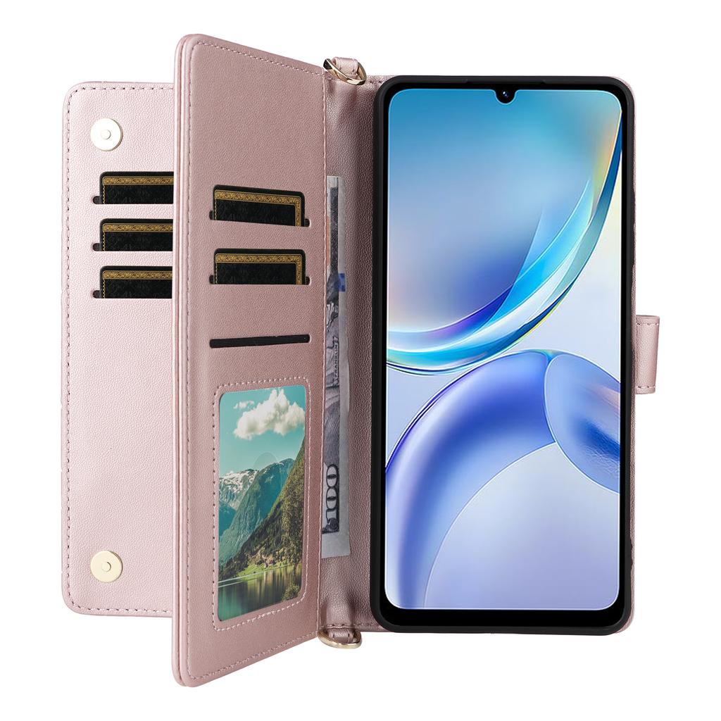 For ZTE Blade A36/nubia A36 Case with Shoulder/Wrist Strap Leather Phone Cover Stand Wallet