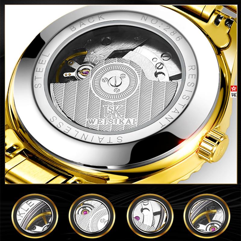 WEISIKAI Новые роскошные мужские часы высшего бренда с коробкой, мужские водонепроницаемые часы, мужские механические часы
